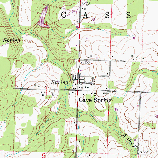 Topographic Map of Cave Spring Memorial Church Cemetery, MO