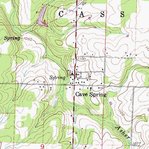 Topographic Map of Cave Spring Memorial Church, MO