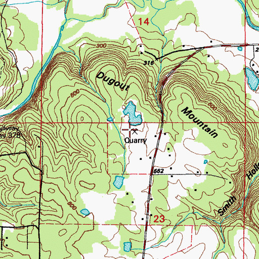 Topographic Map of Floyd Quarry, AR