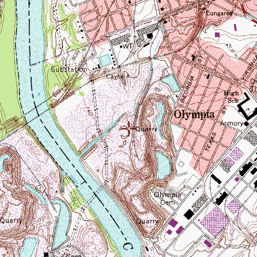 Topographic Map of Columbia Quarry, SC
