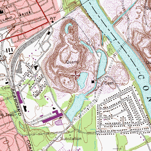 Topographic Map of Cayce Quarry, SC