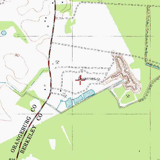Topographic Map of Berkeley Quarry, SC