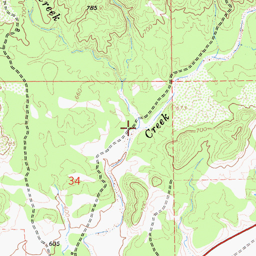 Topographic Map of Bacon Creek, CA