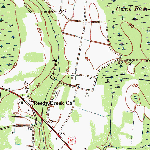 Topographic Map of Baxley Farms, SC