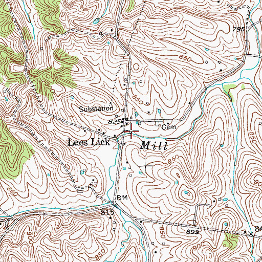 Topographic Map of Leeslick Post Office (historical), KY