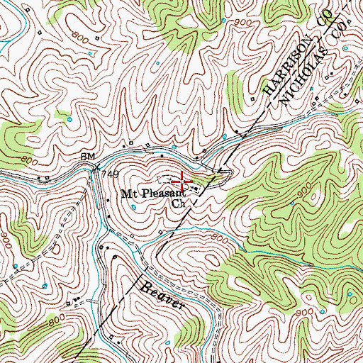 Topographic Map of Mount Pleasant Church Cemetery, KY