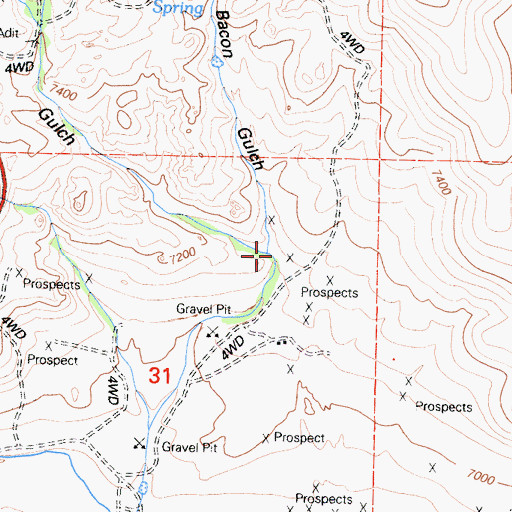 Topographic Map of Bacon Gulch, CA