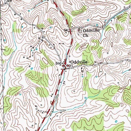 Topographic Map of Oddville Post Office (historical), KY