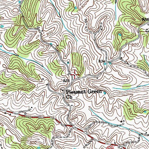 Topographic Map of Pleasant Green School (historical), KY