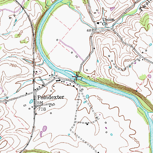 Topographic Map of Poindexter Bridge, KY