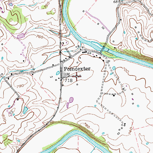 Topographic Map of Poindexter Post Office (historical), KY