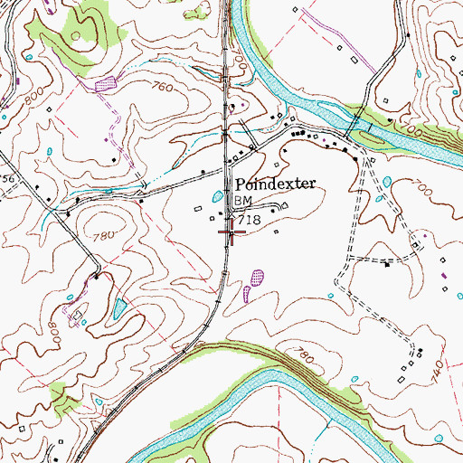 Topographic Map of Poindexter Railroad Station (historical), KY