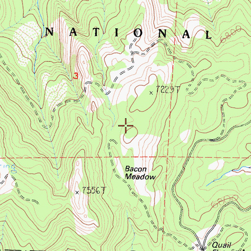 Topographic Map of Bacon Meadow, CA
