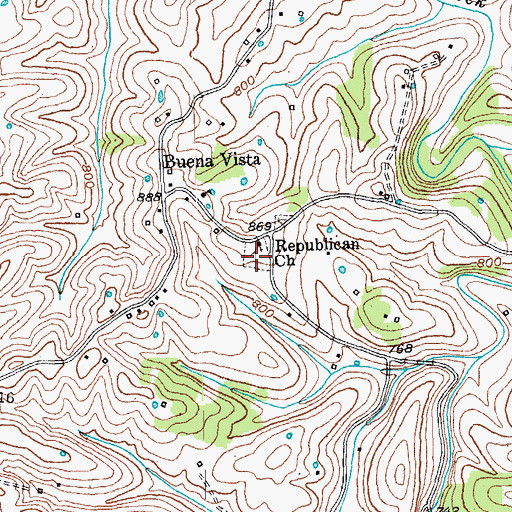 Topographic Map of Republican Church Cemetery, KY