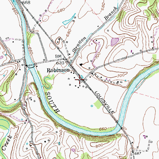 Topographic Map of Robinson Post Office (historical), KY