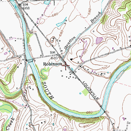 Topographic Map of Robinson Railroad Station (historical), KY