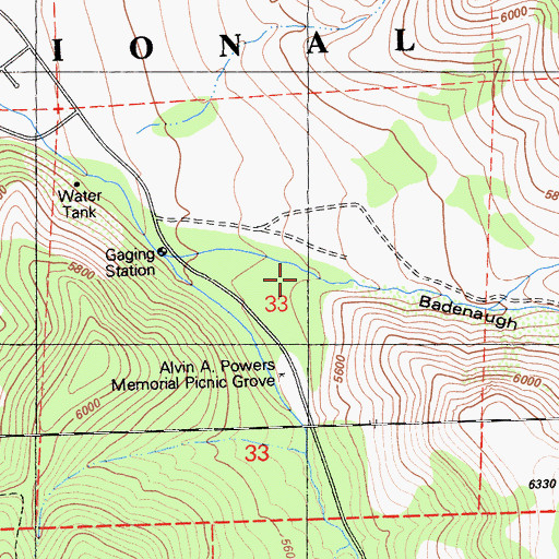 Topographic Map of Badenaugh Canyon, CA
