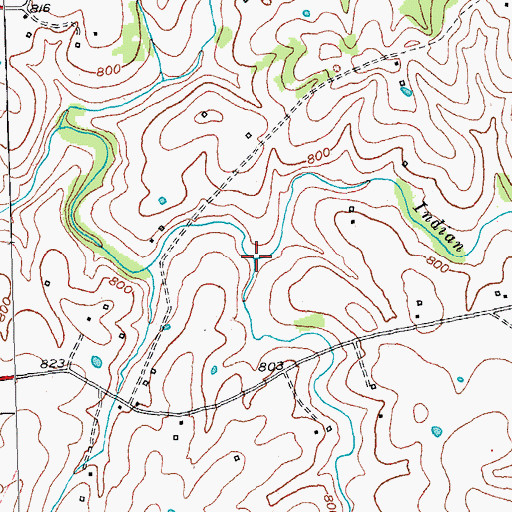 Topographic Map of South Fork Indian Creek, KY