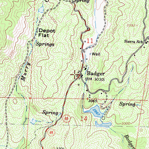 Topographic Map of Badger, CA