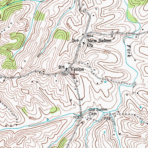 Topographic Map of Venus Post Office (historical), KY