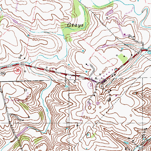 Topographic Map of Walnut School (historical), KY