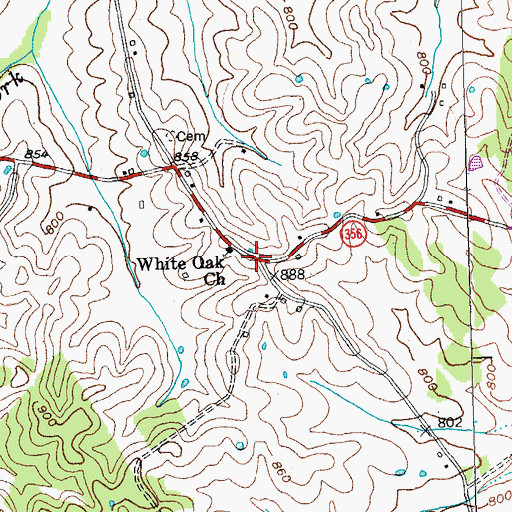 Topographic Map of White Oak (historical), KY