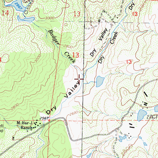 Topographic Map of Badger Creek, CA