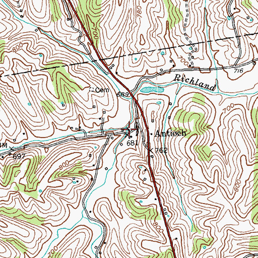 Topographic Map of Antioch Mills Christian Church (historical), KY