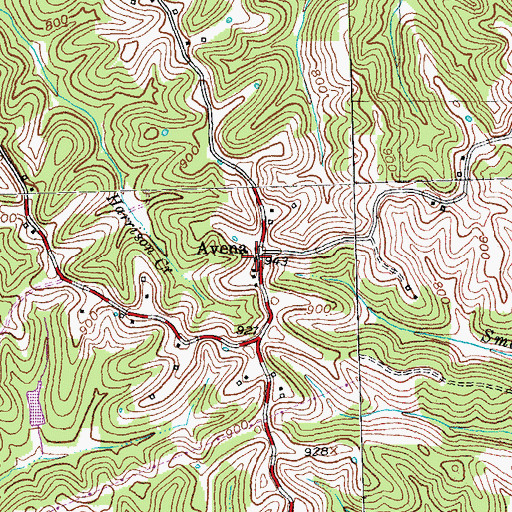 Topographic Map of Avena Post Office (historical), KY