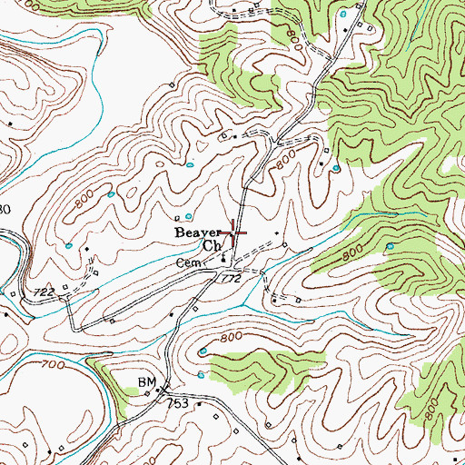 Topographic Map of Baptist Post Office (historical), KY