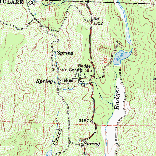 Topographic Map of Badger Fire Control Station, CA