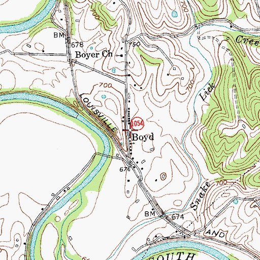 Topographic Map of Boyd Post Office (historical), KY