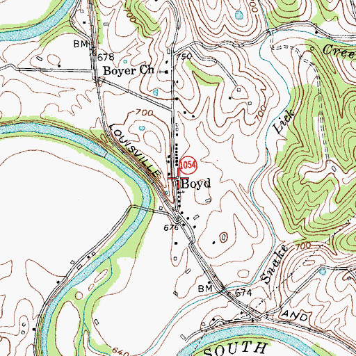 Topographic Map of Boyd Railroad Station (historical), KY
