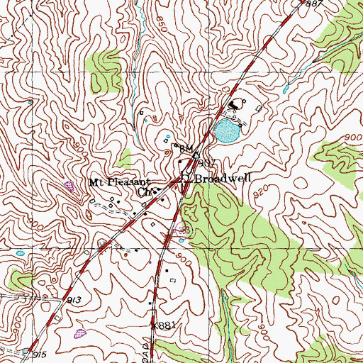 Topographic Map of Broadwell Post Office (historical), KY