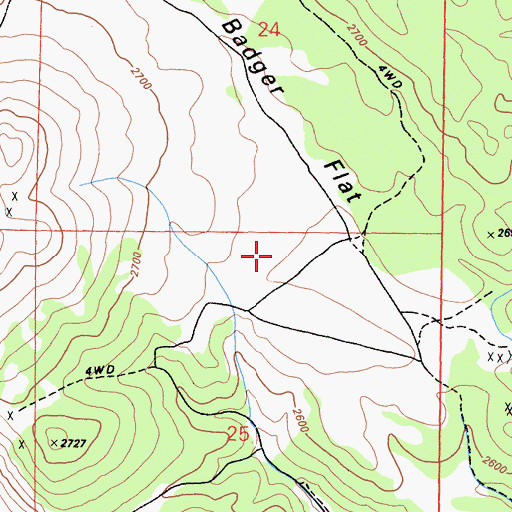 Topographic Map of Badger Flat, CA