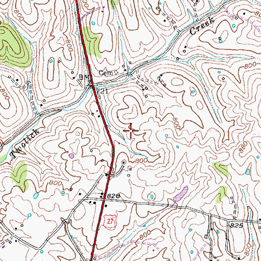 Topographic Map of Cedar Grove Farm (historical), KY