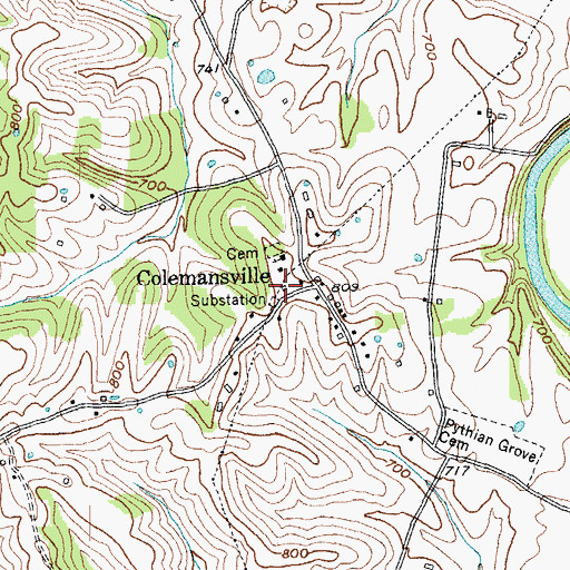 Topographic Map of Colemansville Post Office (historical), KY
