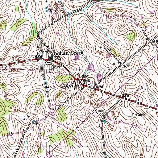 Topographic Map of Colville Post Office (historical), KY
