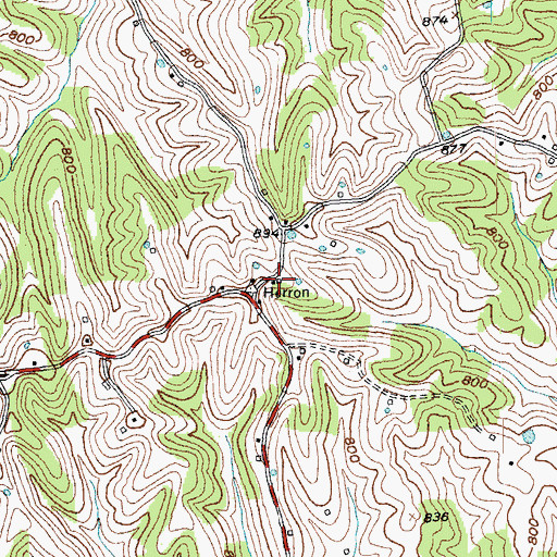 Topographic Map of Dunaway Post Office (historical), KY