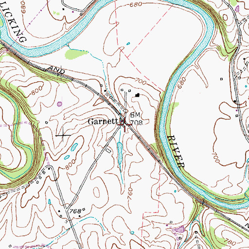 Topographic Map of Garnett Railroad Station (historical), KY