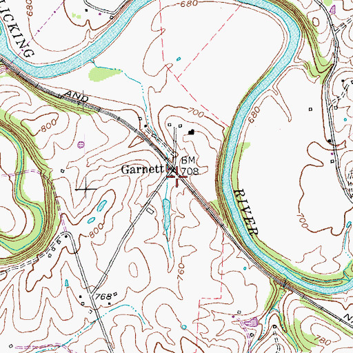 Topographic Map of Garnett Station Post Office (historical), KY