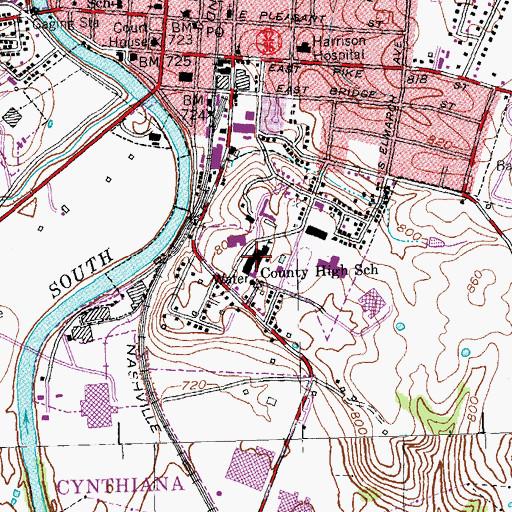 Topographic Map of Harrison County High School, KY