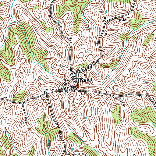 Topographic Map of Kelat Post Office (historical), KY