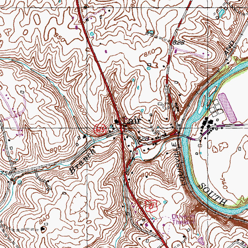 Topographic Map of Lair Post Office (historical), KY