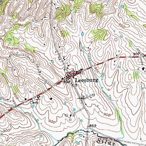 Topographic Map of Leesburg Post Office (historical), KY