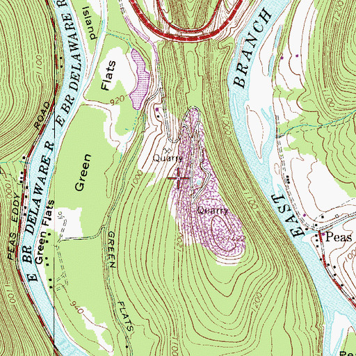 Topographic Map of Hancock Quarry, NY