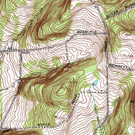 Topographic Map of Bell Road Quarry, NY