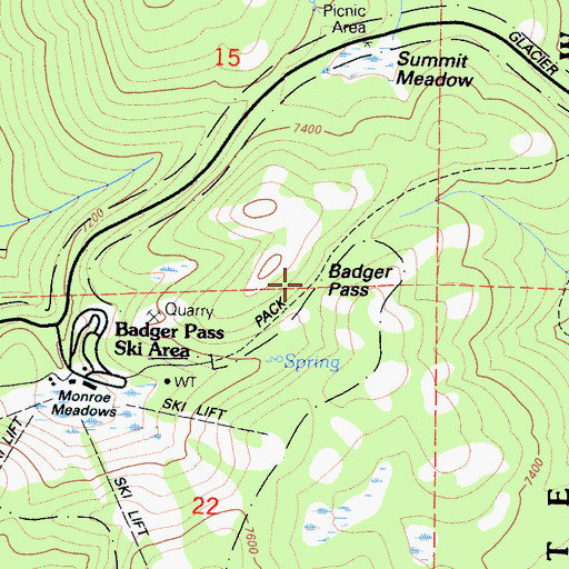 Topographic Map of Badger Pass, CA