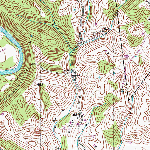 Topographic Map of Aulick Post Office (historical), KY