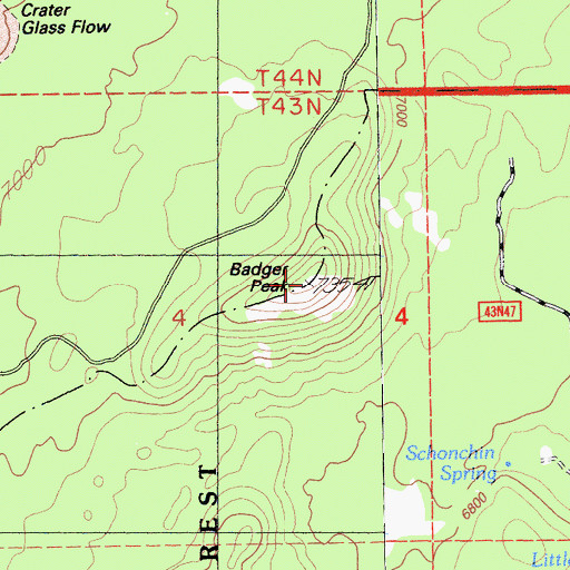 Topographic Map of Badger Peak, CA